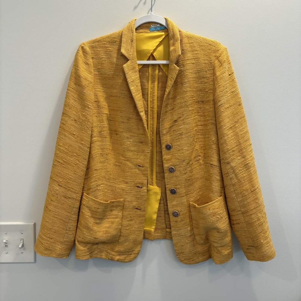 J McLaughlin Women's Blazer/Jacket Quiet Luxury AcademiaDesigner GoldYellowSz6/M